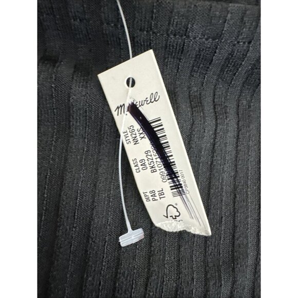 Madewell Women's XXS Square Neck Split Cuff Bodycon Tee Black NWT Ribbed - Picture 10 of 15